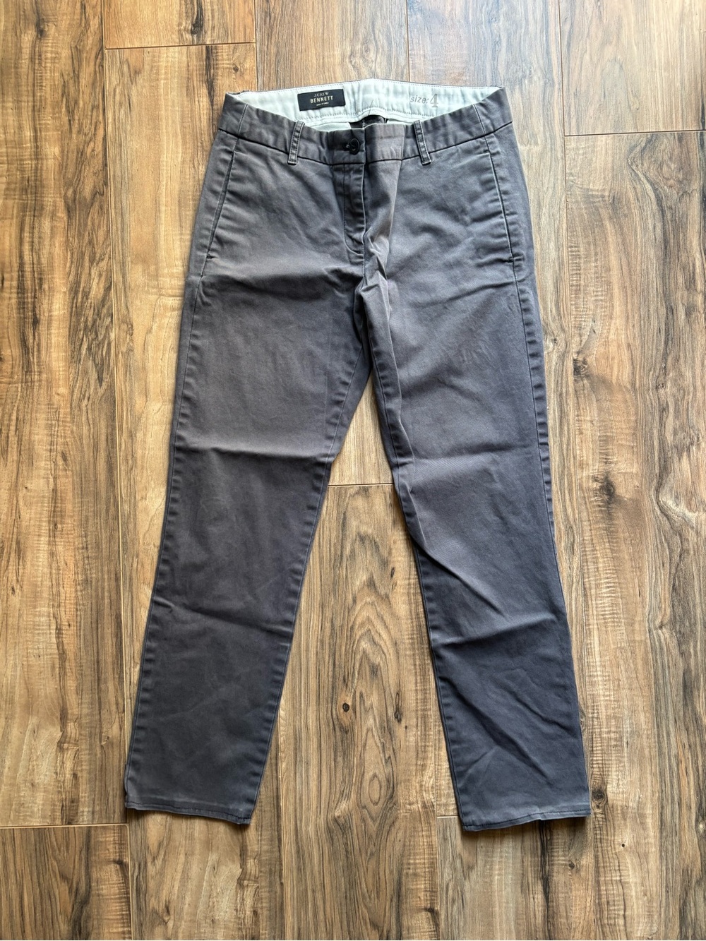 J.Crew Bennett Chino Pants Gray Flat Front Cotton Trousers Size 4